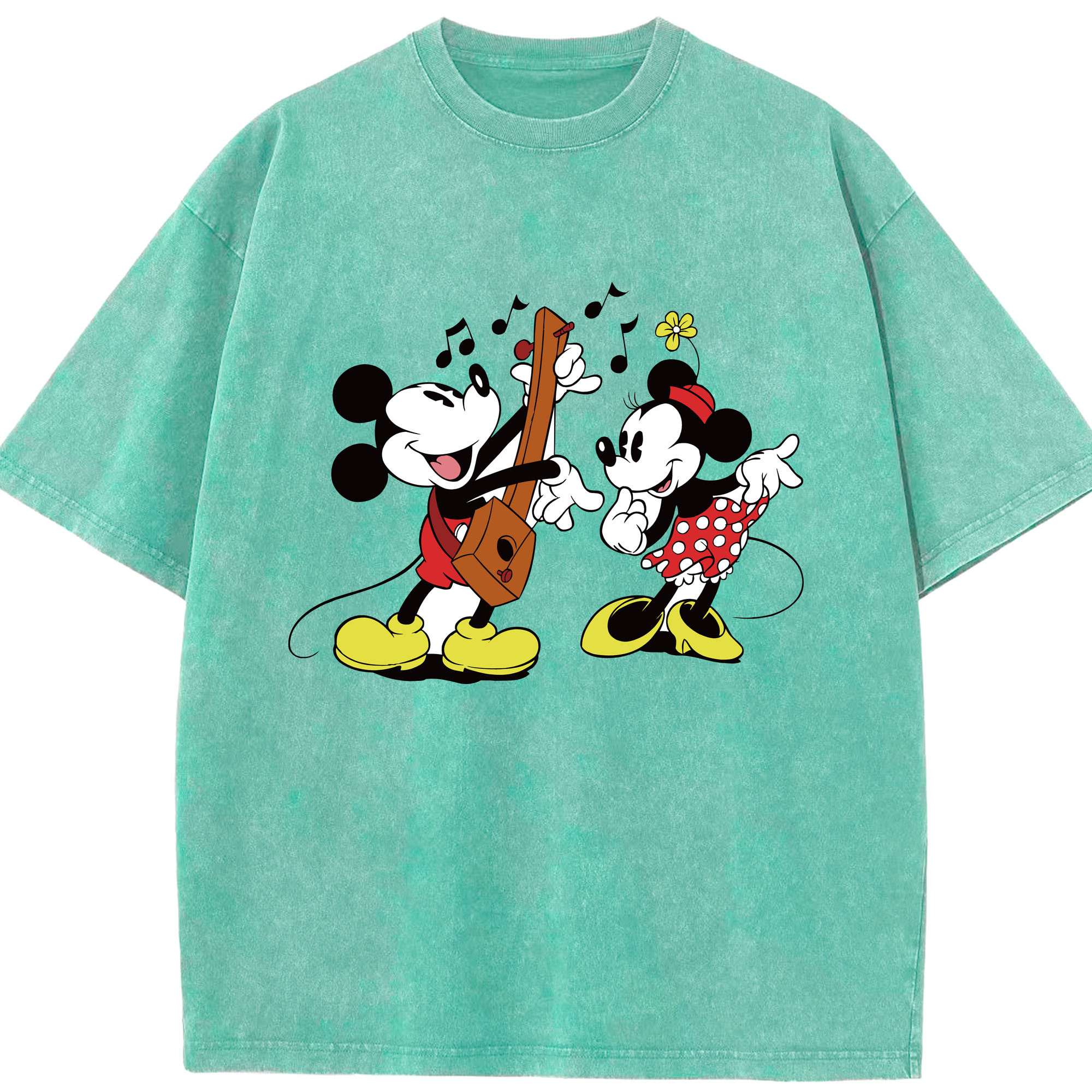 （画像用） ミッキーマウス Mickey Mouse 綿100% ヴィンテージ風 半袖Tシャツ（フロントプリント）